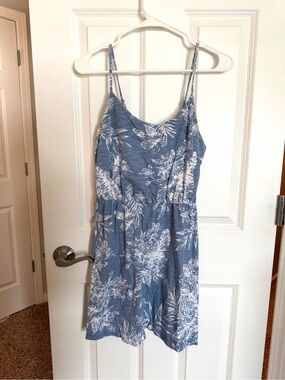 Old Navy Blue Floral Mini Dress with White Print | Size Small